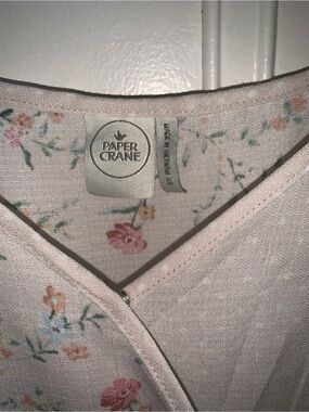 Paper Crane Pale Pink Floral V-Neck Top
